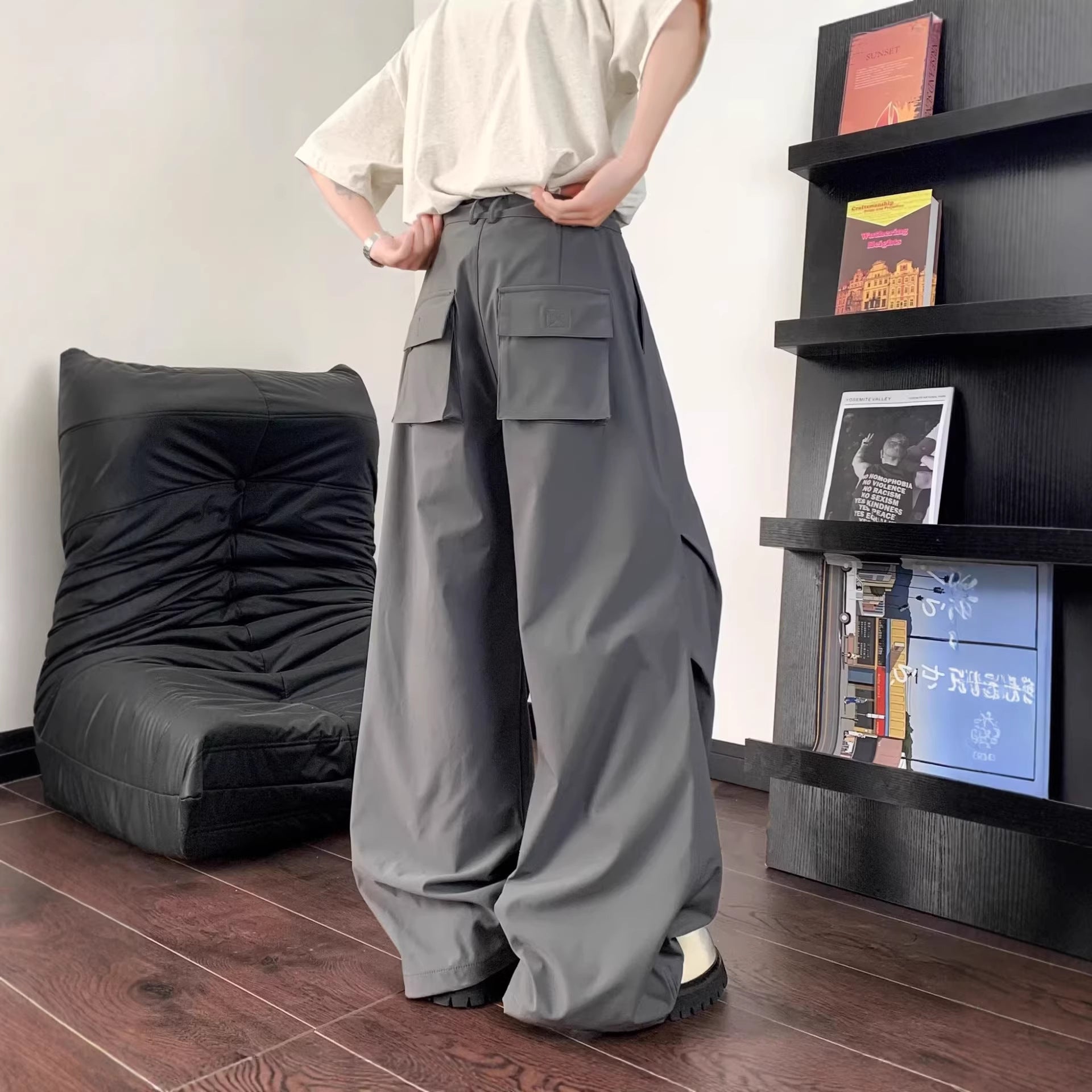 Wrinkle-Resistant Oversized Paratrooper Pants