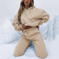 Spring and Autumn Solid Color Hoodie, Long Pants, Women's Urban Casual Pocket, Long Sleeve Hoodie Set