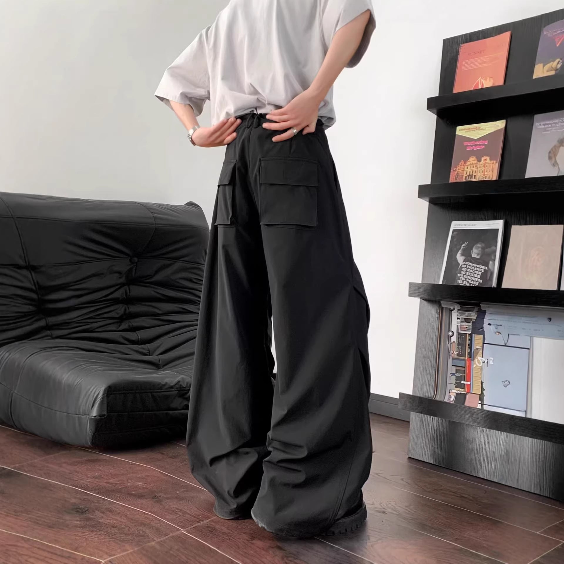 Wrinkle-Resistant Oversized Paratrooper Pants