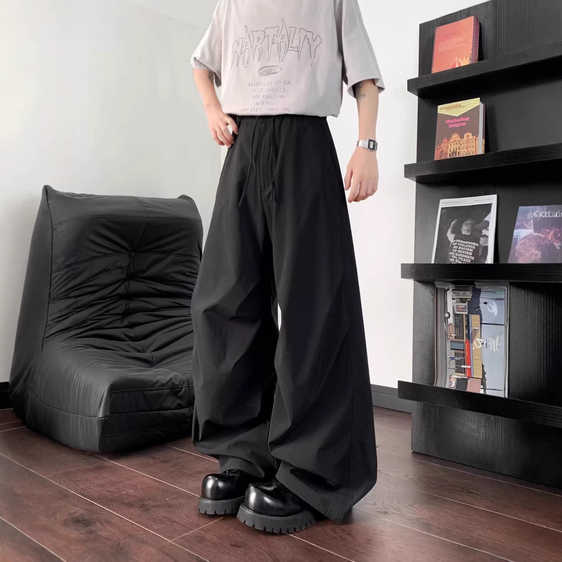 Wrinkle-Resistant Oversized Paratrooper Pants